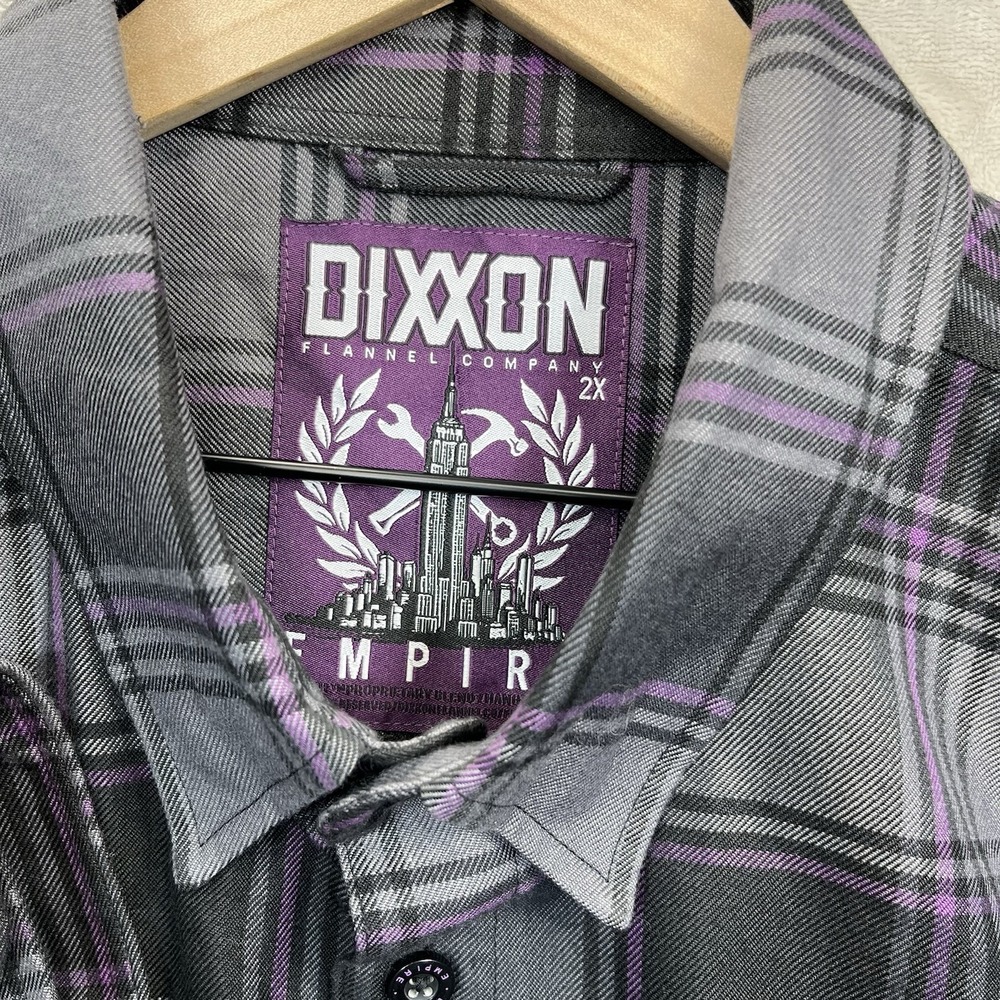Dixxon Flannel Company Shirt Mens‎ 2XL Black Purple Empire Plaid New York - Picture 3 of 8